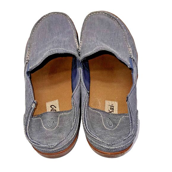 OLUKAI Puhalu Canvas Vintage Indigo Tan Size 10.5 - Picture 5 of 7